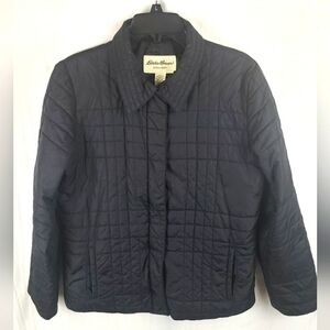 Eddie Bauer Black Quilted Long Sleeve Puffer Jacket Sz L
